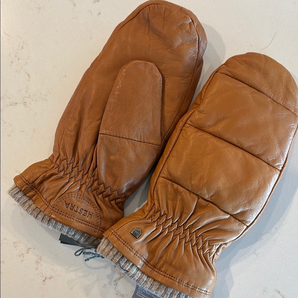 Hestra Brown Leather Mittens